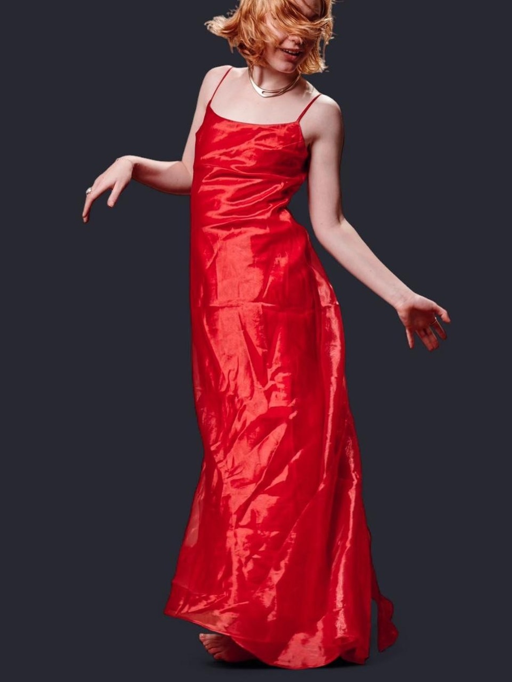 Vintage Jessica McClintock Gunne Sax Red Satin Slip Maxi Dress